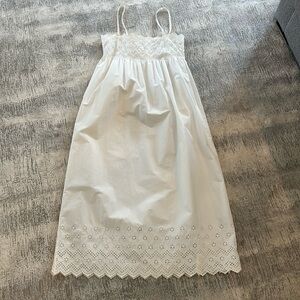 Doen white spaghetti strap eyelet midi dress